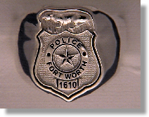 fort worth police badge ring available in sterling silver and