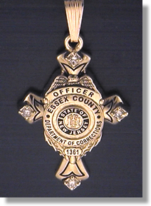 badge pendant with diamonds