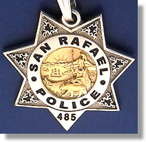 two tone effect badge pendant